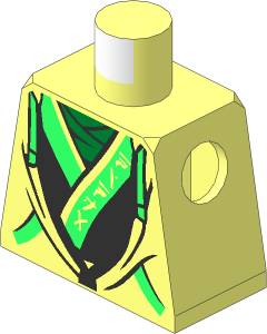 Minifig Torso with Bright Green Ties and Trim over Robe with Ninjago Logogram "NINJA" Pattern