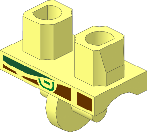 Minifig Hips with Dark Green Shirt Tail, Reddish Brown Belt and Metallic Gold Buckle Pattern