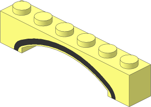 Arch  1 x  6 Raised with Metallic Silver Curved Stripe Pattern