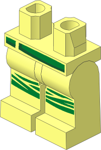 Minifig Hips and Legs with Green Belt and Knee Straps Pattern