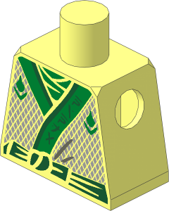 Minifig Torso with Green Robe, Gold Scarf, Green Belt, Diamonds and Green Emblem Pattern