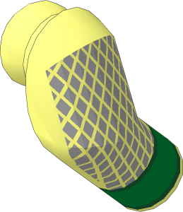 Minifig Arm Right with Green Stripes and Diamonds Pattern