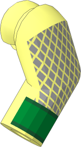 Minifig Arm Left with Green Stripes and Diamonds Pattern