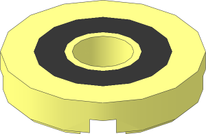 Tile  2 x  2 Round with Hole with Metallic Silver Ring Pattern