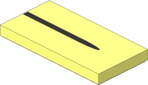 Tile  2 x  4 with Metallic Silver Tapered Stripe Pattern