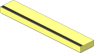 Tile  1 x  6 with Metallic Silver Stripe Pattern