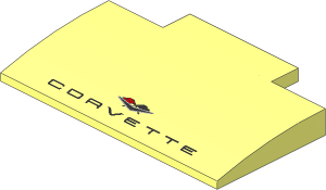 Slope Brick Curved  5 x  8 x  0.667 with Metallic Silver "CORVETTE" and Flags Logo Pattern