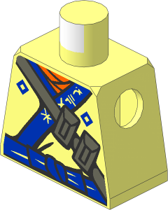 Minifig Torso with Orange Scarf, Blue Sash and Orange Emblem Pattern