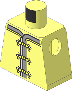 Minifig Torso with Robe, Light Bluish Grey Trim, Clasps and Red Flower Medallion Pattern