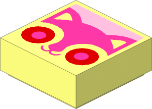 Tile  1 x  1 with Magenta Cat Face on Bright Pink Background Pattern