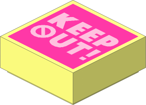Tile  1 x  1 with Bright Pink "KEEP OUT!" on Magenta Background Pattern