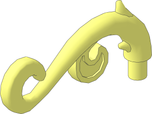 Plant Stem Curved with  2 Thorns and  2 Swirls