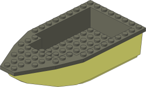 Boat Hull Floating 16 x  8 with Dark Bluish Grey Deck