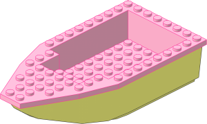 Boat Hull Floating 16 x  8 with Bright Pink Deck