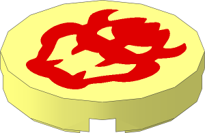 Tile  2 x  2 Round with Red Bowser Head Pattern
