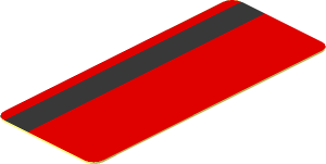 Sticker  1.9 x  0.8 with Metallic Silver Left Stripe on Red Background