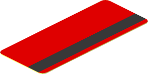 Sticker  1.9 x  0.8 with Metallic Silver Right Stripe on Red Background