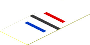 Sticker  1.9 x  0.9 with Red, Metallic Silver and Blue Stripes on White Background
