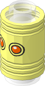 Minifig Head Round  1 x  1 x  1.333 Pencil Top with Orange Eyes Pattern