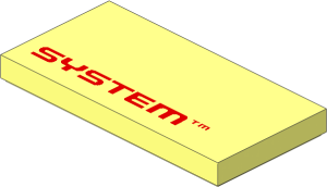 Tile  2 x  4 with Red "SYSTEM TM" Pattern