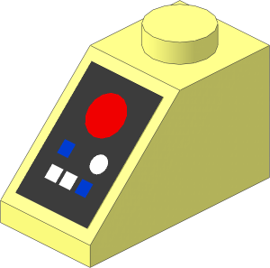 Slope Brick 45  2 x  1 with Blue, White and Red Buttons Sticker