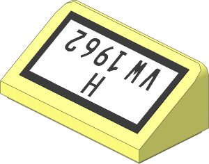 Slope Brick 31  1 x  2 x  0.667 with Black "H VW 1962" Sticker