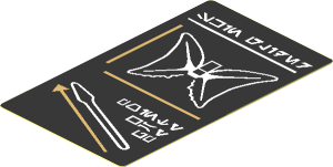 Sticker  2.7 x  1.6 with Aurebesh Characters, Spear and Glider Sketch