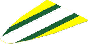 Sticker  2.2 x  1.4 with Yellow, Dark Green and White Stripes