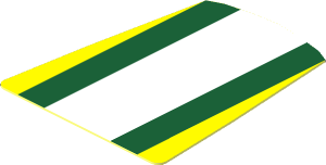 Sticker  1.3 x  1.1 with Yellow, Dark Green and White Stripes