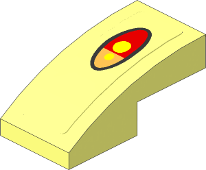 Slope Brick Curved  2 x  1 with Tail Light Sticker