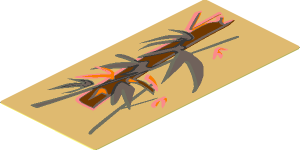 Sticker  3.7 x  1.7 with Dark Brown and Orange Asian Flower and Bamboo Decoration Type 2