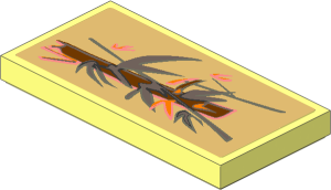 Tile  2 x  4 with Dark Brown and Orange Asian Flower and Bamboo Decoration Type 2 Sticker