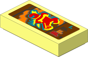 Tile  1 x  2 with Trainer Card with Red Ninjago Minifigure and Text Box Sticker