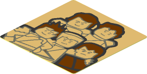 Sticker  1.7 x  1.7 with  5 Ninjago Minifigures on Tan Background