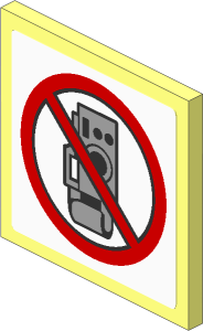 Roadsign Clip-on  2 x  2 Square with Camera Prohibited Sign on White Background Sticker
