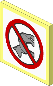 Roadsign Clip-on  2 x  2 Square with Dog Prohibited Sign on White Background Sticker