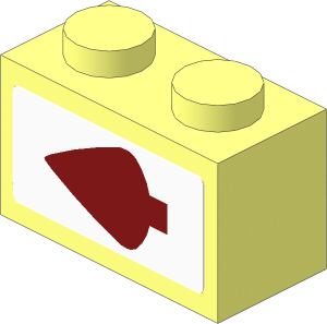 Brick  1 x  2 with Dark Red Arrow Pointing Left Sticker