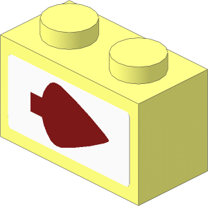 Brick  1 x  2 with Dark Red Arrow Pointing Right Sticker