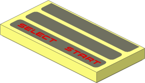 Tile  2 x  4 with Three Dark Bluish Grey Stripes and Red "SELECT START" Pattern