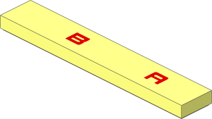 Tile  1 x  6 with Red "B" and "A" Pattern
