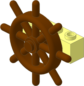 Technic Brick  1 x  4 with Brown Boat Ship Wheel with Unslotted Pin