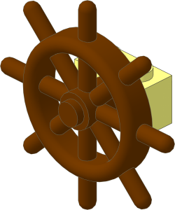 Technic Brick  1 x  2 with Brown Boat Ship Wheel with Unslotted Pin