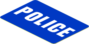 Sticker  1.2 x  1.2 with White "POLICE" on Blue Background