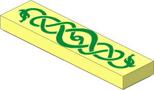 Tile  1 x  4 with Metallic Gold Coiling Snakes Pattern