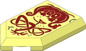 Tile  3 x  2 with Angled End with Dark Red Dragon and Viking Ship Pattern