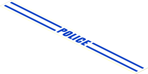 Sticker  0.7 x  7.9 with Blue Lines and "POLICE" on White Background