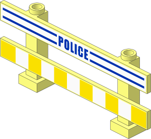 Fence  1 x  8 x  2 with Blue Lines, "POLICE", White and Yellow Stripes Stickers
