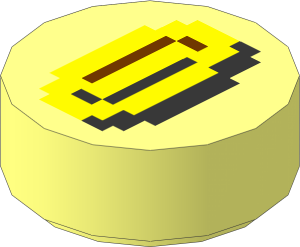 Tile  1 x  1 Round with Super Mario Pixelated Coin Pattern