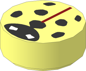 Tile  1 x  1 Round with Ladybug with Small White Eyes Pattern
