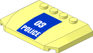 Slope Brick 45  4 x  6 x  0.667 Double Curved with White "03 POLICE" Sticker